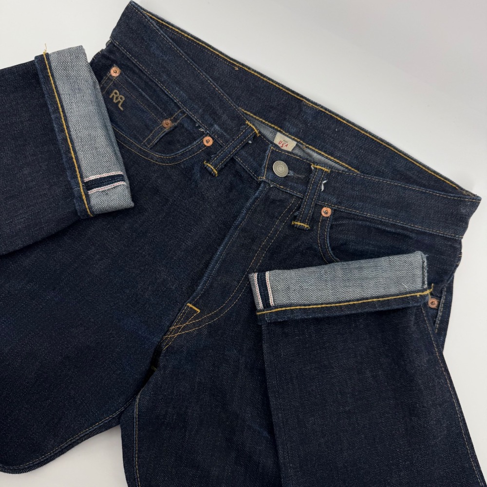 RRL Double RL VTG Jeans Mens 29x30 Dark Wash Selvedge Denim Shuttle Woven‎ Slim